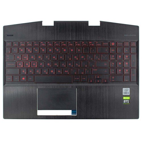Корпус верхня кришка для ноутбука HP Omen 15T-DH 15-DH series, RU, (Black+Red, топкейс+клавіатура з підсвіткою, L57324-251, Original)