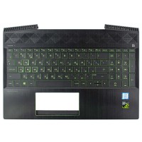 Корпус верхняя крышка для HP Pavilion Gaming 15-CX series, RU, (Black+Green, топкейс+клавиатура с подсветкой, L21862-251, Original)