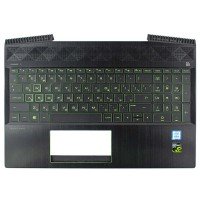 Корпус верхня кришка для HP Pavilion Gaming 15-CX series, RU, (Black+Green, топкейс+клавіатура з підсвіткою, L21862-251, Original)