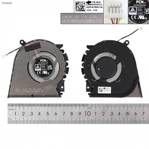 Вентилятор для ноутбука Asus K3400P M3401Q M7400Q S3400Q X3400P X7400P series, (GPU FAN DC 5V, FN2H DFS5K12605384G, DQ5D567M003, ND75C76-20L21, Original)