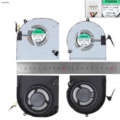Вентилятори для ноутбука Dell Alienware 15 R3 R4 P69F series, (CPU+GPU 5V 0.4A, EG75070S1-C270-S9A, EG75070S1-C260-S9A, 0K1W4D)