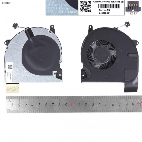 Вентилятор кулер для ноутбука HP ProBook 440 445 G6 G7 series, (L48269-001, L44556-001, 0FL010000H, HSN-Q15C, FCN47X8JFATP30, Original)