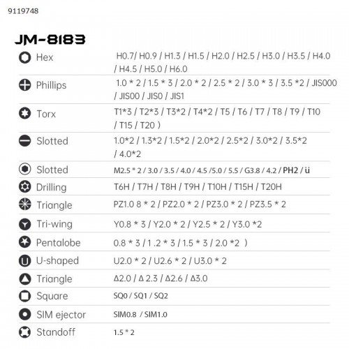 Набір інструменту Jakemy JM-8183 (для розбірки ноутбука, планшета, телефону)