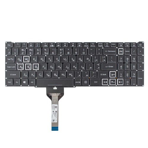 Клавіатура для ноутбука Acer Nitro AN515-45 AN515-56 AN515-57 AN517-41 AN517-57, RU/UA, (Black, 14pin RGB-backlit, Original)