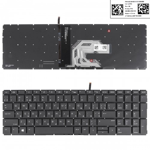 Клавиатура для ноутбука HP Probook 450 450R 455 G6 G7, UA, (с подсветкой, черная, Original)