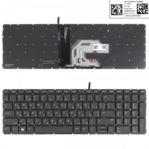 Клавіатура для ноутбука HP Probook 450 450R 455 G6 G7, UA, (з підсвіткою, чорна, Original)