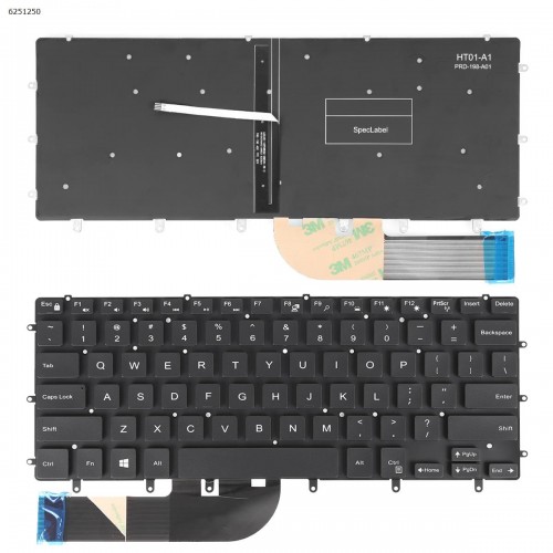 Клавіатура для ноутбука Dell XPS 15 9550 9560 9570 Precision 5510 5520 5530 Inspiron 15 7558 7568, (US, чорна, з підсвіткою)