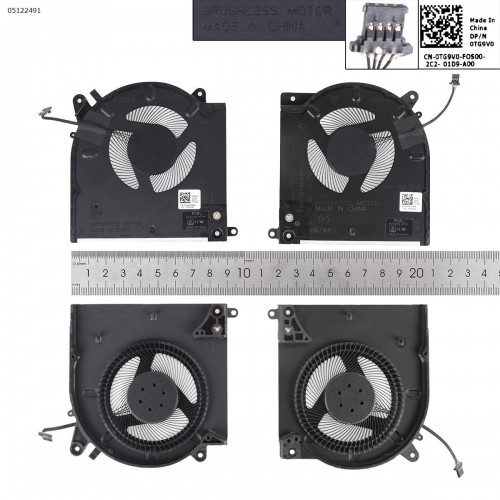 Вентиляторы 12V CPU+GPU для ноутбука Dell Alienware M15 R3 R4 series, (0D1X38, 0TG9V0, FM7D, FM7C, Original)