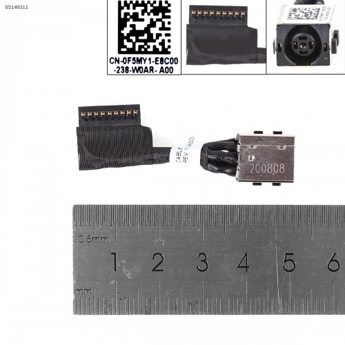 Роз'єм живлення для ноутбука Dell G3 3379 3579 P75F 3779 P35E, (7.4*5.0+pin, 0F5MY1, CAL53, DC301011X00, з проводом/кабелем 40мм)