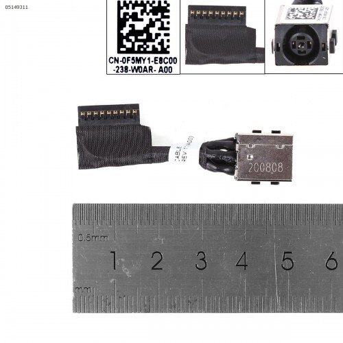 Разъем питания для ноутбука Dell G3 3379 3579 P75F 3779 P35E, (7.4*5.0+pin, 0F5MY1, CAL53, DC301011X00, с проводом/кабелем 40мм)