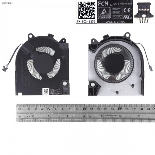 Вентилятор для ноутбука Dell G15 5510 5511 5515 5520 RTX3060 RTX3050 2021, (9mm 12V CPU fan, FCN FN9R DFSCK22105182Q, Original)