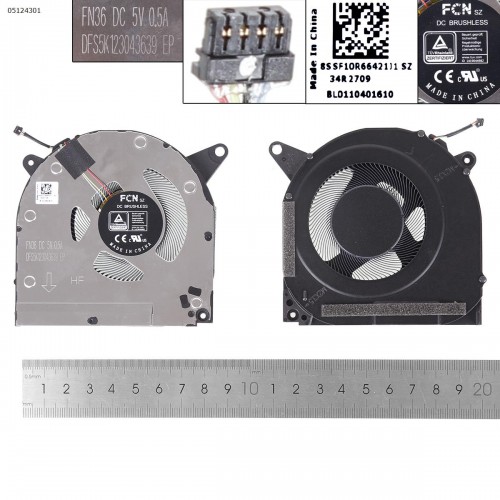 Вентилятор для ноутбука Lenovo Legion S7-15IMH5 S7-15ARH5, (GPU FAN 5V 0.5A, 5F10S13923, FN36 DFS5K123043639, BL0110401610, Original)