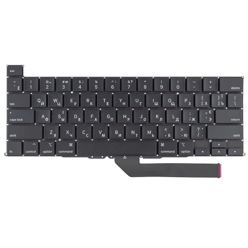 Клавиатура для ноутбука MacBook Pro 16" A2141 2019-2020, RU/UA, Black, (горизонтальный Enter)