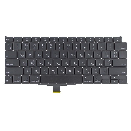 Клавиатура для ноутбука MacBook Air 13" A2337 M1 2020 года, RU/UA, Black, (горизонтальный Enter)