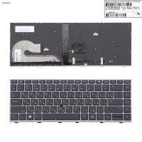 Клавиатура для HP EliteBook 745 840 G5 G6, RU, (с подсветкой, с поинтстиком, черная, серая рамка, Original)