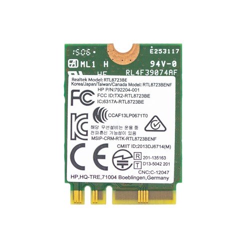 Плата WiFi+Bluetooth Realtek RTL8723BE, (M.2 2230, 802.11n 2.4GHz + Bluetooth 4.0, 792204-001, 792610-001)