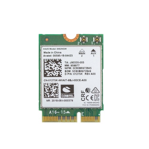 Плата WiFi+Bluetooth Intel 9462NGW, (M.2 2230, 433Mbit 802.11ac 2.4/5GHz+ Bluetooth 5.1, 01275K)