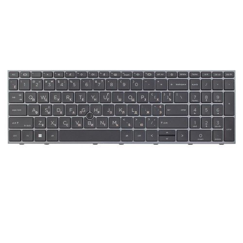 Клавіатура для ноутбука HP Zbook Fury 15 G7 G8 W-1000 W-1100, UA, (Black/Gray, підсвітка, трекпоінт, Original)
