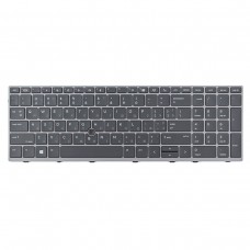 Клавиатура для HP Elitebook 850 G5 G6 755 G5, ZBook 15u G5 G6, US/RU/UA, (черная, серая рамка, трекпоинт)
