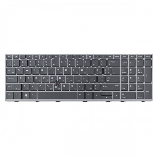 Клавіатура для ноутбука HP Elitebook 850 G5 G6 755 G5, ZBook 15u G5 G6, US/RU/UA, (чорна, сіра рамка, трекпоінт)