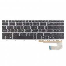 Клавиатура для HP Elitebook 850 G5 G6 755 G5, ZBook 15u G5 G6, US/RU/UA, (Black/Silver, Аналог)