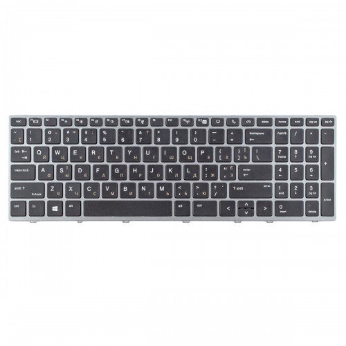 Клавіатура для ноутбука HP Elitebook 850 G5 G6 755 G5, ZBook 15u G5 G6, US/RU/UA, (Black/Silver, Аналог)