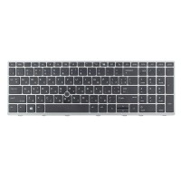Клавіатура для HP Elitebook 850 G5 G6 755 G5, ZBook 15u G5 G6, US/RU/UA, (Black/Silver, місце для трекпоінту, Аналог)