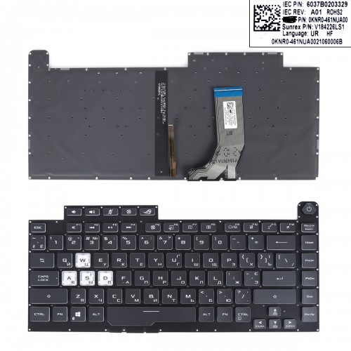 Клавиатура для ноутбука Asus G531GU GL531GU PX531GU G531GD G531GT G512L, RU, Black, RGB-backlit 8pin