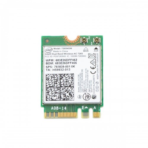 Плата WiFi Intel AC 7265NGW 802.11b/g/n/ac 867Mbps 2,4 GHz/5GHz+BT4.2 (TX/RX Streams MIMO 2*2) M.2 2230, KI.STN01.008