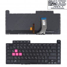 Клавіатура для Asus G531GV G531GW G531GU GL531GU G531GD G531GT, RU/UA, (Black, WASD Pink, RGB 4-Zone 16pin)