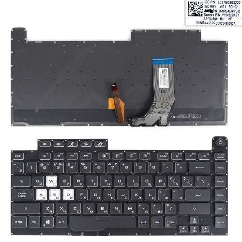 Клавиатура для ноутбука Asus ROG Strix G531GV G531GW G531GU GL531GU G531GD G531GT series, RU/UA, (Black, WASD Crystal, RGB 4-Zone 16pin)