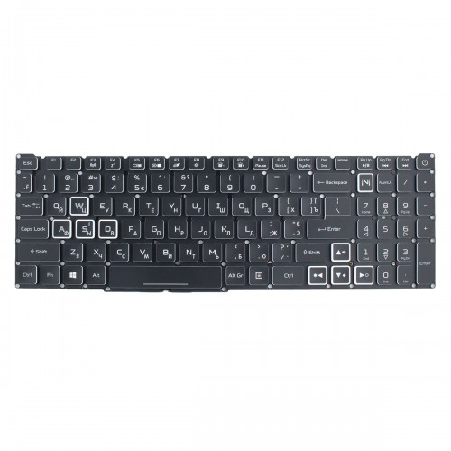 Клавиатура для ноутбука Acer AN515-43 AN515-54 AN515-55 AN517-51 PH315-52 PH315-53, RU/UA, (Black/White, RGB-backlit, Original)