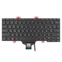 Клавіатура для Dell Latitude 3400 5400 5401 5410 7400 7410, RU/UA, (Black, Backlit, for single point, Original)