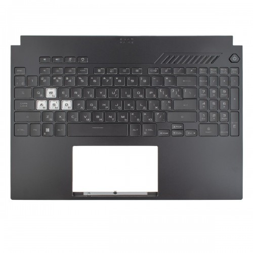 Верхняя крышка для Asus TUF Gaming F15 FA507NV FA507NU FA507XQ FX507Z, RU/UA, (Black, топкейс+клавиатура, RGB 8pin, 90NR09C1-R32UA0, Original)