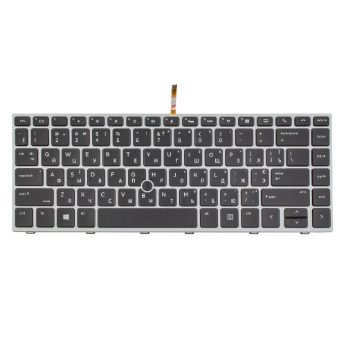 Клавиатура для ноутбука HP EliteBook 745 840 G5 G6, UA (Black, Silver Frame, Backlit, PointStick)
