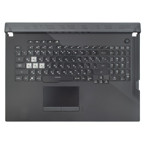 Верхняя крышка для ноутбука Asus ROG Strix G731GT G731GU , RU/UA, (Black, топкейс+клавиатура, 16pin Backlit, 90NR01T1-R32UI0, Original)