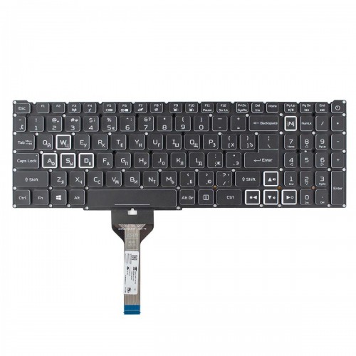 Клавіатура для ноутбука Acer Nitro AN515-45 AN515-56 AN515-57 AN517-41 AN517-57, RU, (Black, 14pin RGB-backlit, Original)
