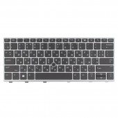 Клавиатура для HP EliteBook 735 830 836 G5 G6, RU/UA, (Black, Silver frame, Backlit, Pointstick, Аналог)