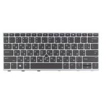 Клавиатура для HP EliteBook 735 830 836 G5 G6, RU/UA, (Black, Silver frame, Backlit, Pointstick, Аналог)