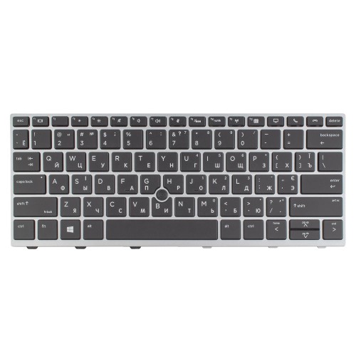 Клавиатура для ноутбука HP EliteBook 735 830 836 G5 G6, RU/UA, (Black, Silver frame, Backlit, Pointstick, Аналог)