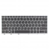 Клавиатура для HP EliteBook 735 830 836 G5 G6, RU/UA, (Black, Silver frame, Backlit, Pointstick, Аналог)
