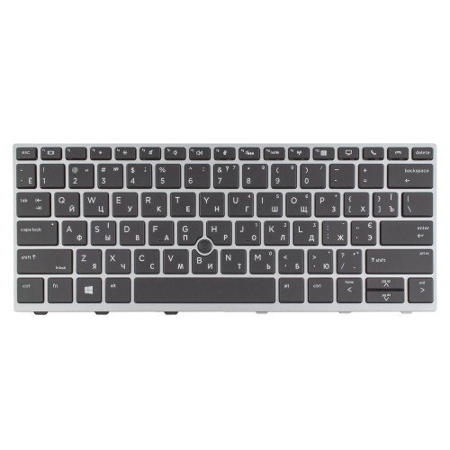 Клавіатура для ноутбука HP EliteBook 735 830 836 G5 G6, RU/UA, (Black, Silver frame, Backlit, Pointstick, Аналог)