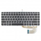 Клавиатура для HP EliteBook 745 840 G3 G4, RU/UA, (Black, Silver frame, Backlit, Trackpoint, Аналог)