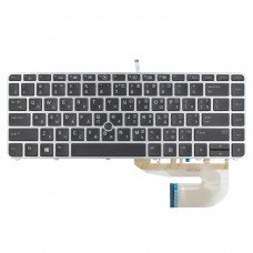 Клавіатура для HP EliteBook 745 840 G3 G4, RU/UA, (Black, Silver frame, Backlit, Trackpoint, Аналог)