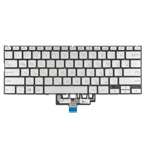 Клавиатура для ноутбука Asus ZenBook UX434FA UX434FL UX434DA, RU/UA, (Silver, 4pin Backlit, Original)