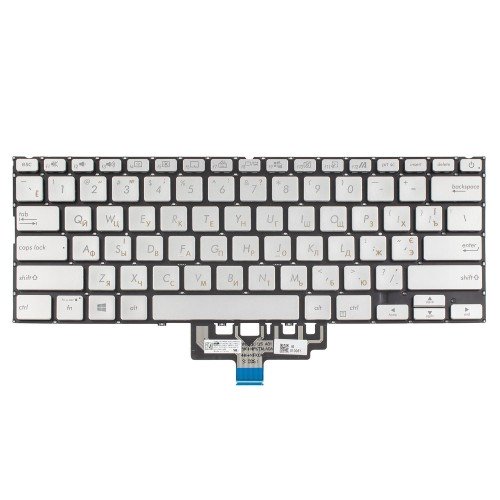 Клавіатура для ноутбука Asus ZenBook UX434FA UX434FL UX434DA, RU/UA, (Silver, 4pin Backlit, Original)