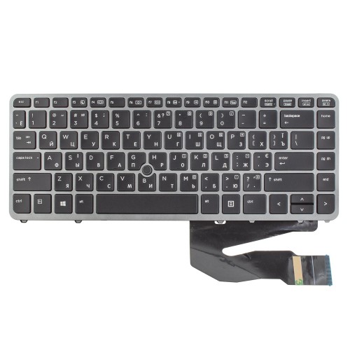 Клавиатура для ноутбука HP EliteBook 740 745 750 755 840 850 G1 G2, RU/UA, (Black/Gray, Backlit, Pointstick, Аналог)