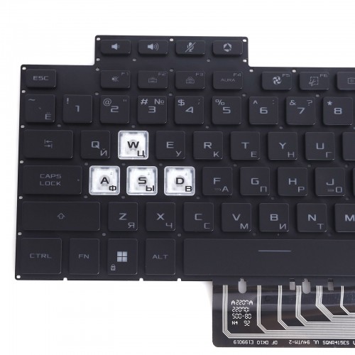 Клавіатура для ноутбука Asus TUF Gaming FX507 FA507 FX517 FX707 FA707 series, RU, Black, White 8pin Backlit