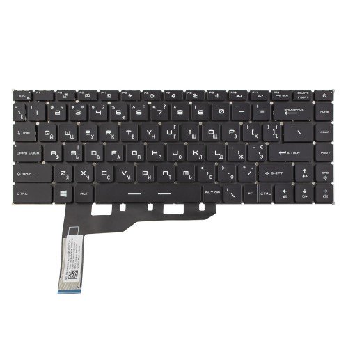 Клавиатура для ноутбука MSI A10M A11M A11S A11M MS-1551 MS-1552 MS-14C1, RU/UA, (Black, 6pin White Backlit, Original)