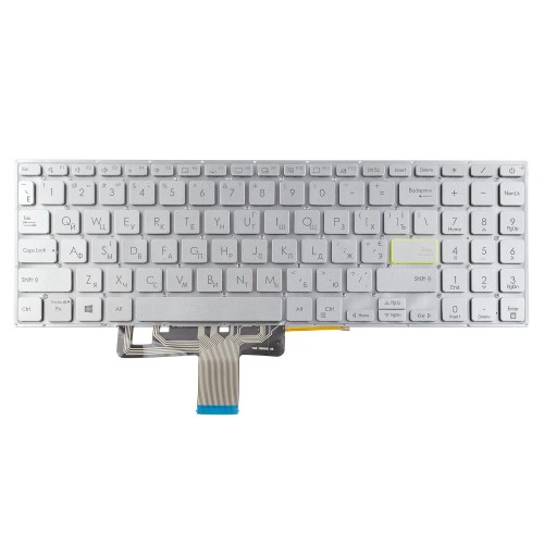 Клавиатура для ноутбука Asus S533F S533J S533E X521F X521J X521E series, RU/UA, Silver, Backlit